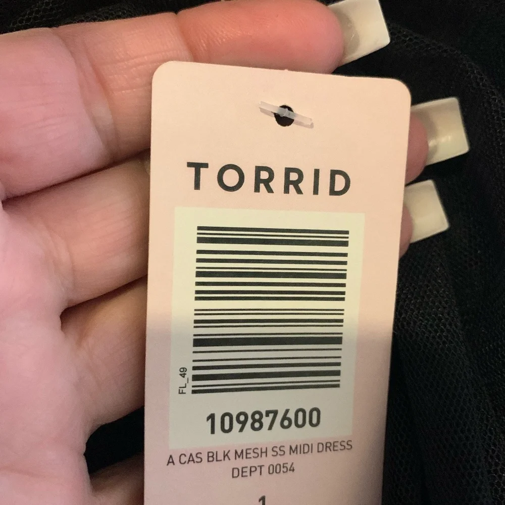 Torrid Black Mesh Midi Dress with Slip NWT Size 1 - Picture 2 of 4